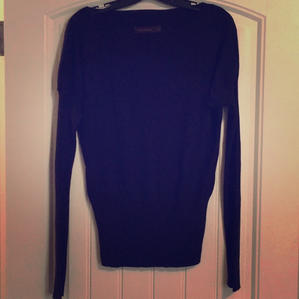Black, boat neck, long sleeved top